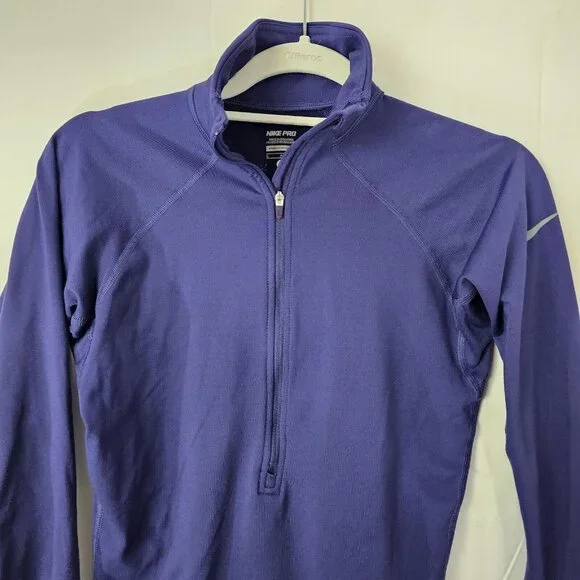 Nike Pro Sweatshirt Womens Small Blue 1/2 Zip DriFit Pullover Activewear - Picture 6 of 13